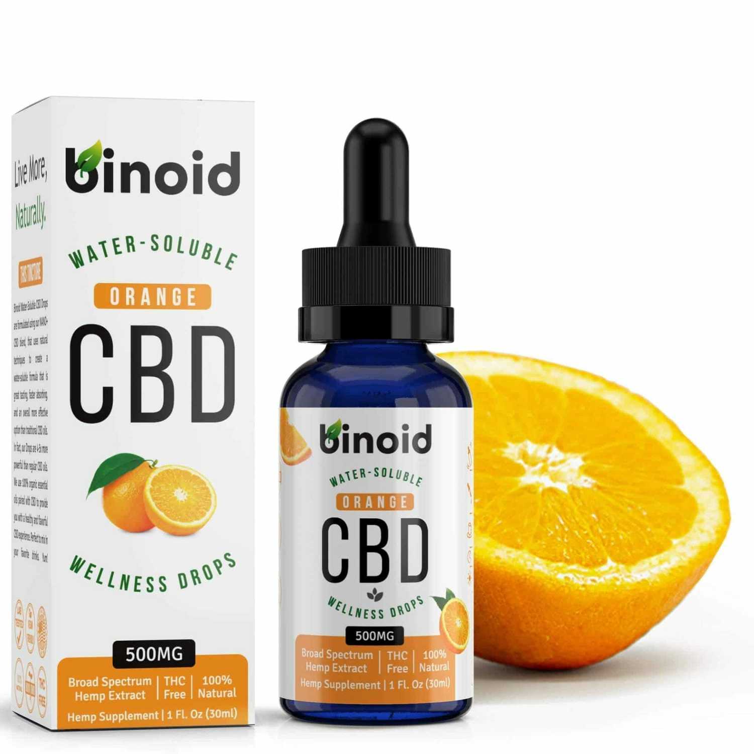 Binoid Water-Soluble CBD Drops-Orange